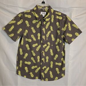 Sonoma Charcoal and Lemon Pineapple Button up Shirt Unisex - Boys XL